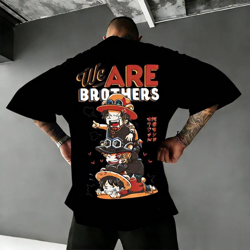 One Piece Ace Luffy Brothers Anime T Shirt Men Women Oversized Cotton Loose Graphic Tee 2026 Summer Streetwear Casual Tops Y2k