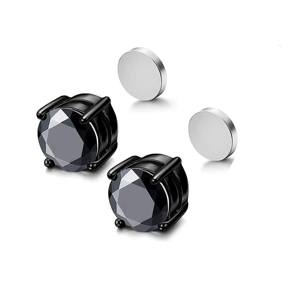 ZAKOL Crystal CZ Strong Magnetic Ear Stud Clip Earrings for Men Women Punk Round Zircon Magnet Earrings Non Piercing Jewelry