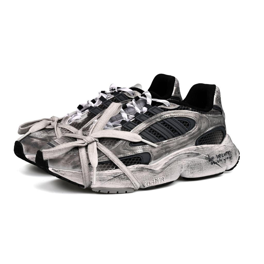 adidas Originals Ozmillen Moisture Wicking Coverage Low Top Running Shoes Unisex Black Gray IF1814(Team6-)
