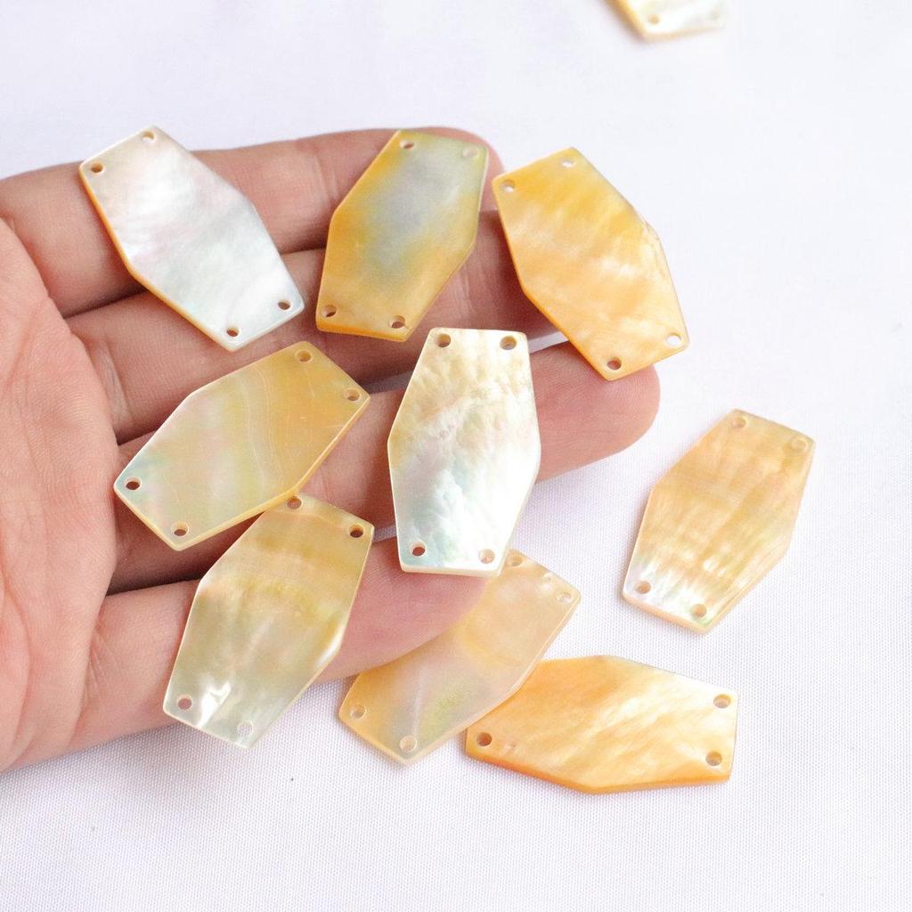 Black Mother of Pearl Yellow Butterfly Shell 19x33mm Four-Hole Slice for DIY Necklace and Clothing Accessories