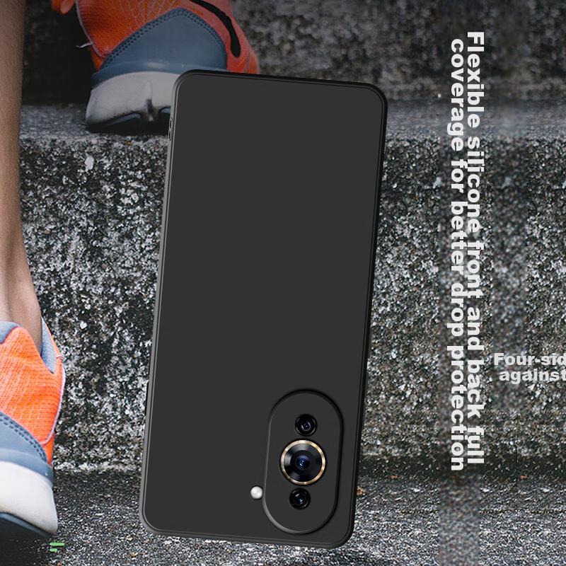HotFire Phone Case for Huawei Nova 10, Hi Nova 10 Protective Cover, Shockproof Silicone Upgraded Lens Full Protection, Frosted - Midnight Black