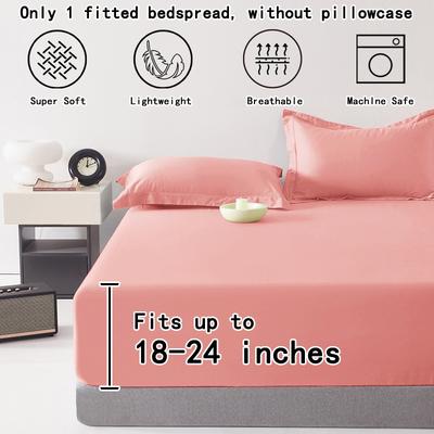 1 Ultra Deep Pocket Bed Sheet, Pink Matte Bed Sheet For Bedroom, Soft And Breathable Bedding (Suitable For 45-60Cm Mattresses)