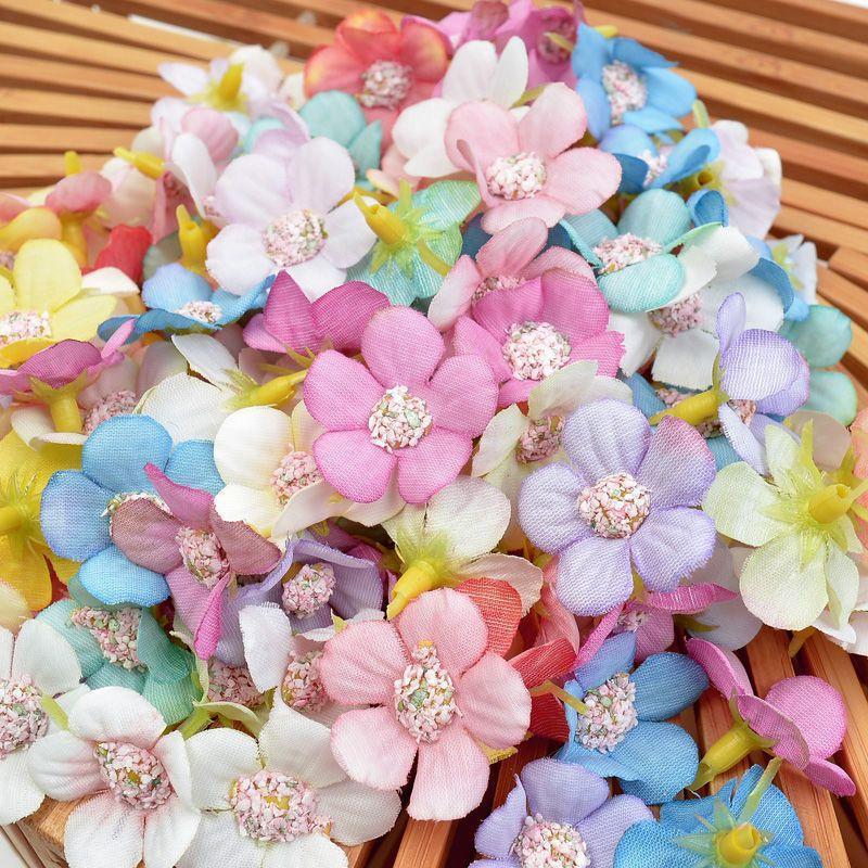 50 Stück Umweltfreundliche Künstliche Blumenköpfe Seiden-Fälschungsblumen für Hochzeitstorten-Topper Babyparty-Dekoration