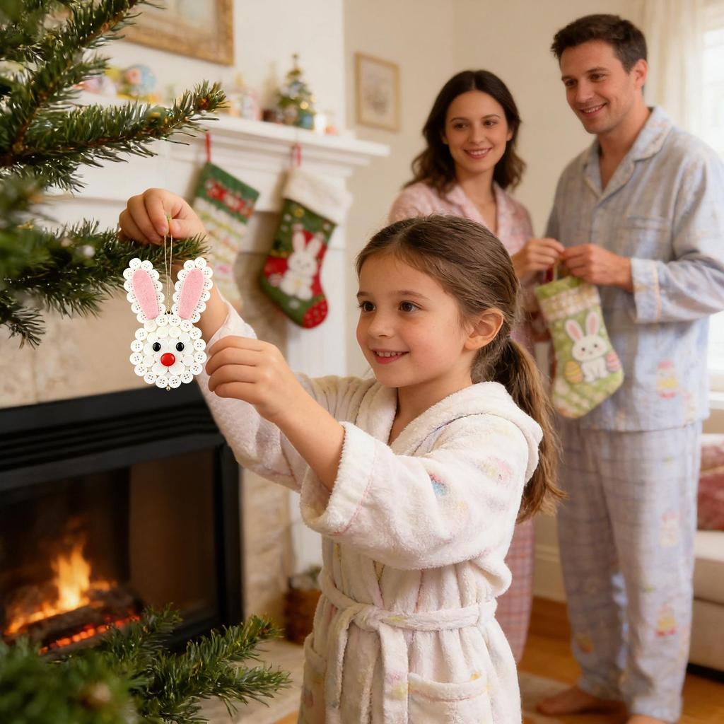 Button Crafts Easter Egg Bunny Pendant Handmade Craft Kits For All Ages For Adults Kids Living Room Bedroom Wall Door Classroom