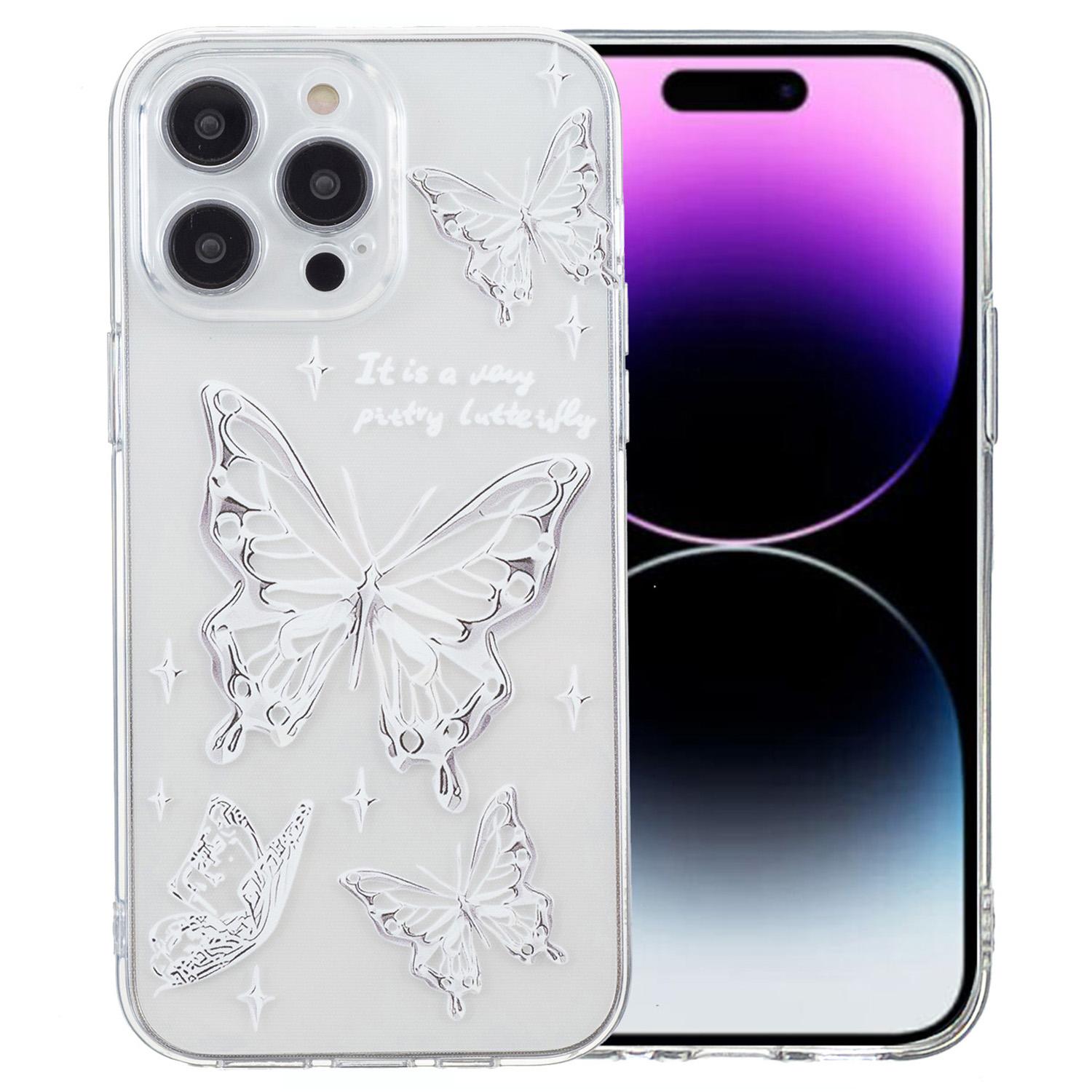 

Для iPhone 16 Pro Max Чехол с рисунком Печать ТПУ Чехол для телефона Прозрачный край Butterfly