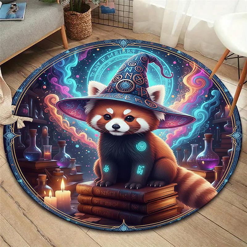 Magical and cute animalsRound Area Rug,Carpet Rug for Living Room Bedroom Sofa Playroom Decor,Non-slip Floor Mat