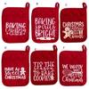 1 Pair Oven Mittens Christmas Style Thickened Ant-scalding Heat Insulated Hanging Hole Soft Oven Mitts Kitchen Cooking Baking Gift Oven Gloves