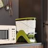 ABS Rice Storage Container with Press Section, Clear Bin and Removable Cup for Countertop Kitchen and Cabinet Access