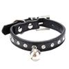 Adjustable Pet Dog Crystal Rhinestone Bell Collar Soft Faux Leather Neck Strap