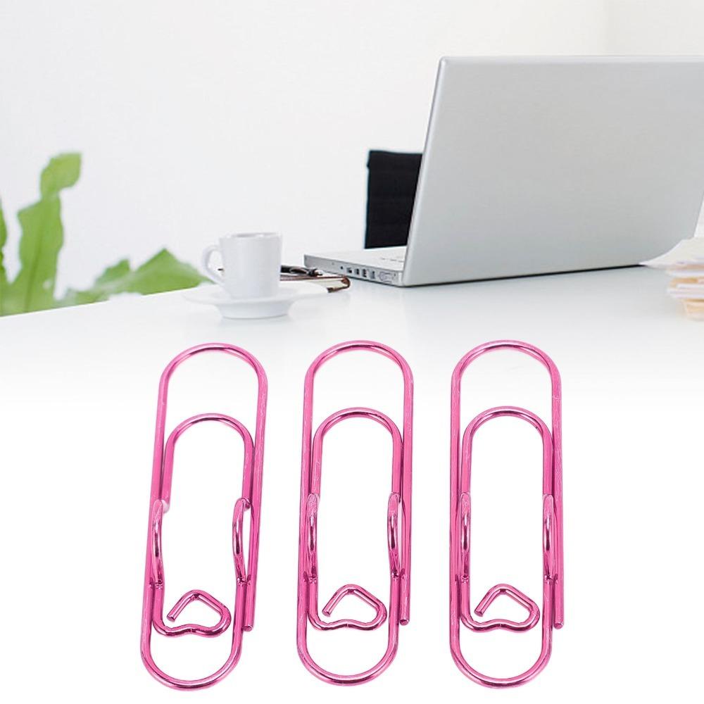 

30Pcs Heart Shape Design Metal Pen Clip 7*2 Cm Pen Paperclip Metal Pen Clip Holder Receipt Holding рожевий червоний колір