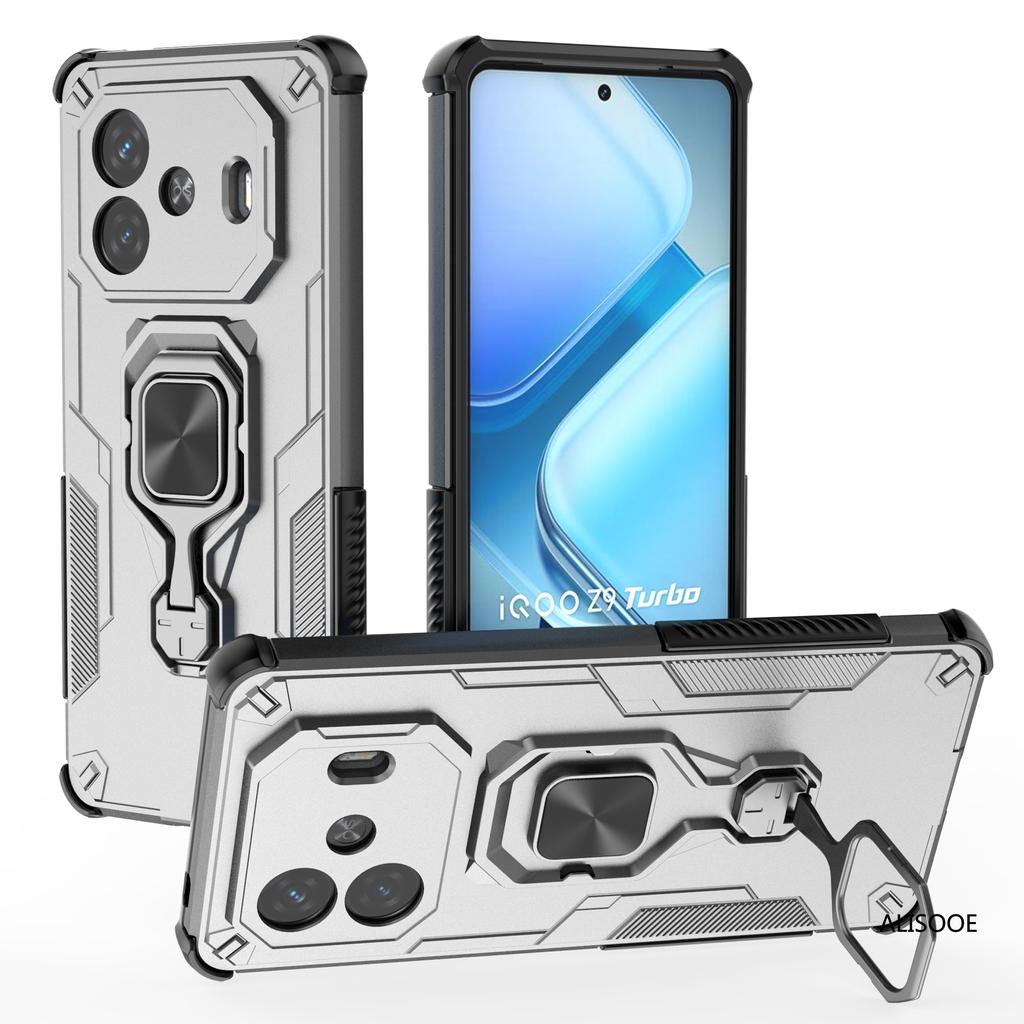 Rotatable Kickstand Capa for Vivo IQOO Z9 Turbo 5G Case Magnetic Ring Holder Protection Phone Cover Fundas