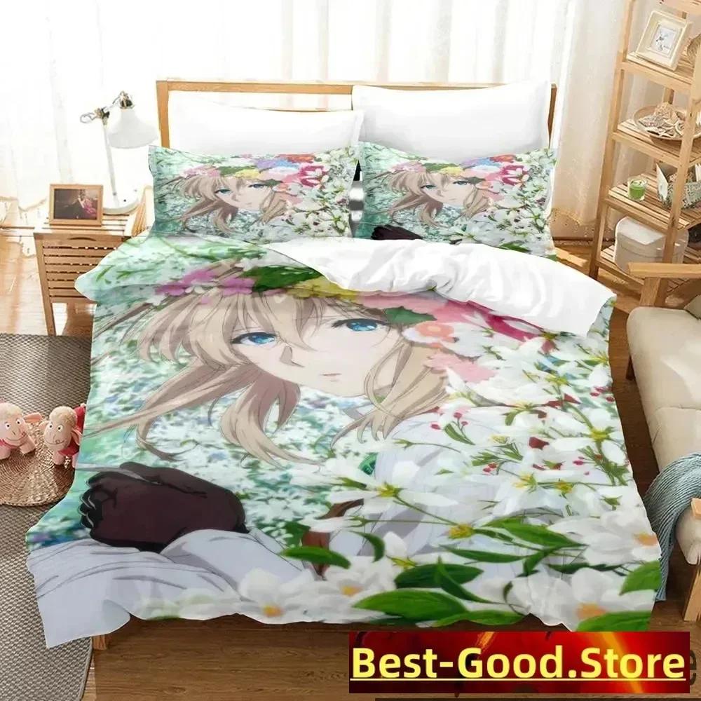 

Аниме Вайолет Эвергарден Принтованный Постельный Набор Пододеяльник Наволочка Постельный Комплект Постельное Белье Простыня Покрывало Полный Двуспальный Королевский Размер 70x133cm 2pcs