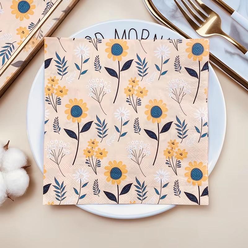 20pcs/pac Floral Printed Paper Napkins for Wedding Colorful Facial Tissues for Party Table Setting Disposable Dinner Napkins
