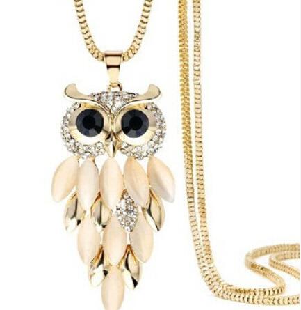 Internet Explosion European And American Jewelry, Retro Owl Stone Necklace Owl Necklace Long Sweater Chain Foreign Trade Supply золотой