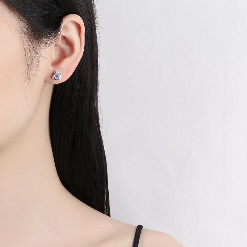 Korean Style Moissanite Windmill Stud Earrings In 925 Sterling Silver - Simple, Exquisite Christmas Jewelry for Girls