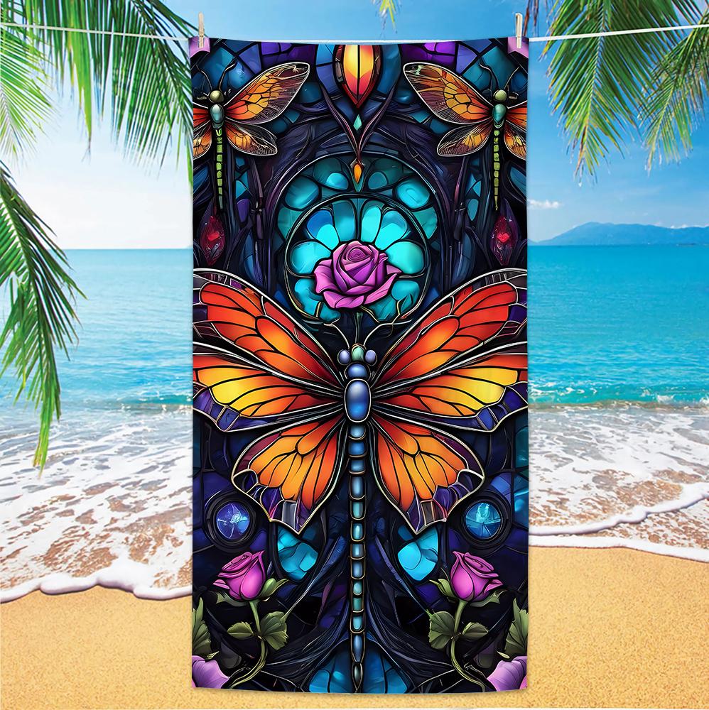 

Butterfly Beach Towel, Digital Printing Thin Quick-Dry Anti-Sand Microfiber Lightweight for Swim, Yoga, Travel, Gym, Gift W30*H60(CM)