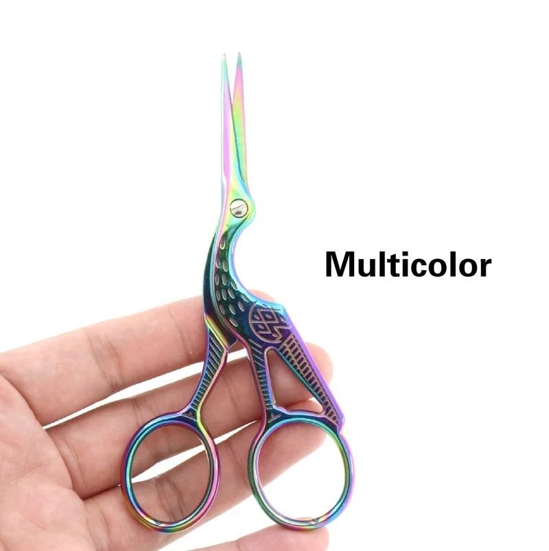 Storchen Kran Schere im Vintage-Stil Antiker Schneider Stickerei Kreuzstich Nähen CRO Strickzubehör