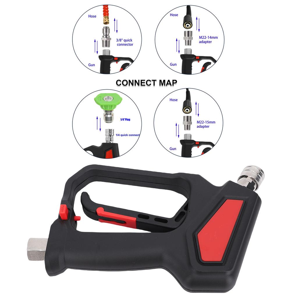 10.5 GPM Pressure Washer Gun Pressure Washer Gun 5800 PSI 10.5 GPM Powerful High Pressure Spray with M22-14 M22-15 3/8 Connector