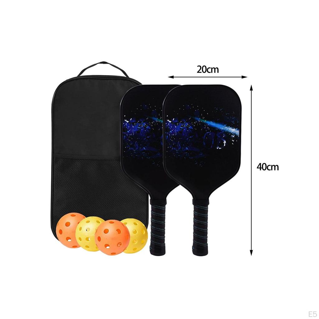 Raquette with Bag Fiberglass Surface 4 Balls Lightweight Nonslip Grip Pickleball Rackets for