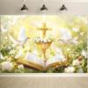 Religious Bible Tapestry Cross DovesHoly Spirit Light Floral Background Church AltarDecoration Christian Faith Wall HangingCloth