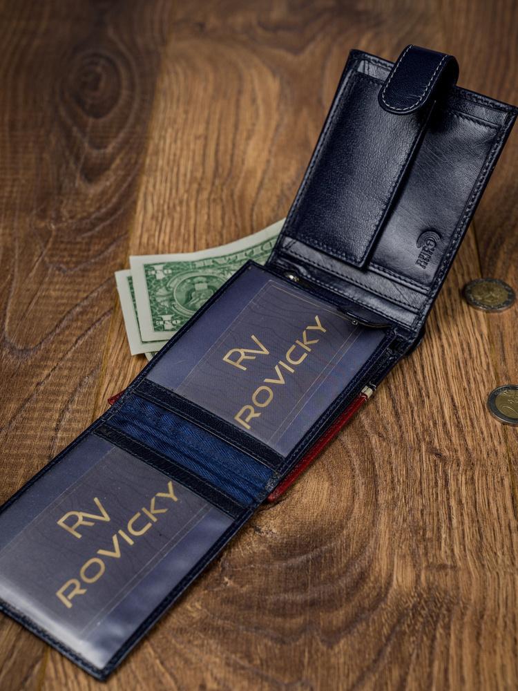 Horisontell tvåfärgad herrplånbok gjord av äkta läder HQ - Rovicky