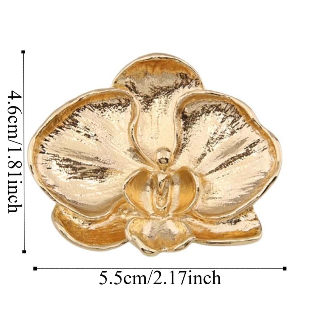 Vintage Orchid Flower Brooch Corsage Ornament Metal Glossy Brooch Butterfly Orchid Pin Men