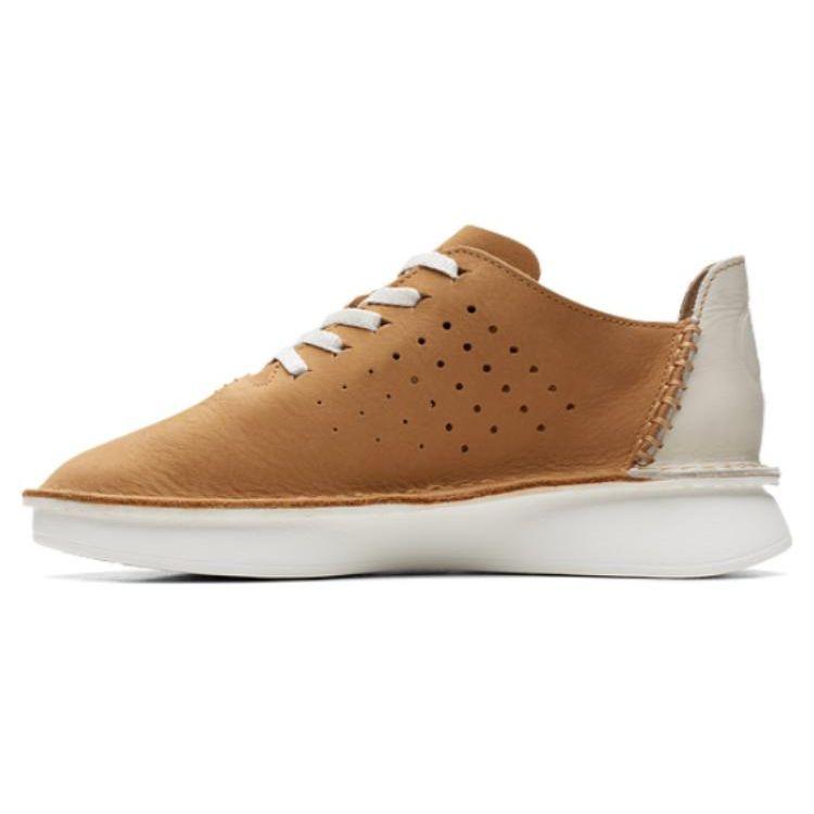 Clarks Leather Soft Comfortable Breathable Low-Top Sports Casual Shoes Women sneakers Khaki 261704214