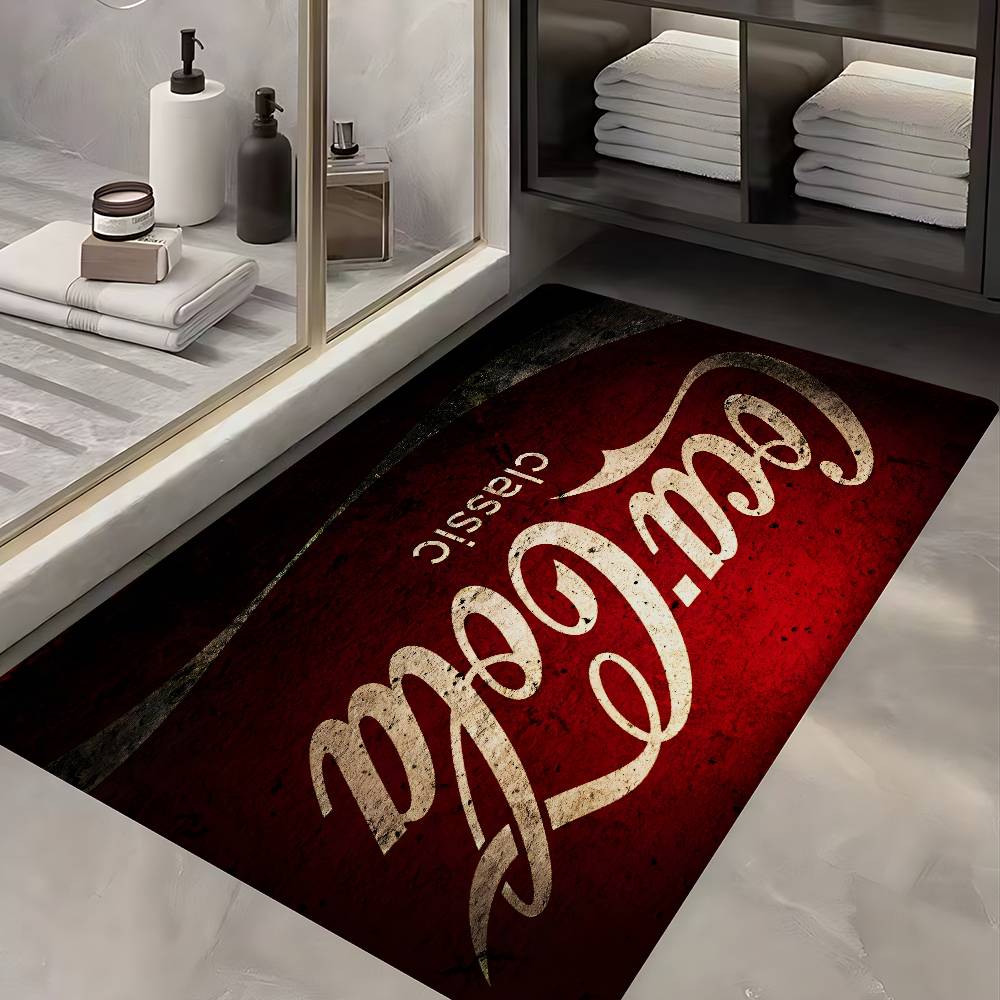 C-Cocas C-cola Vintage Logo Door Mat Washable Non-Slip Living Room Sofa Chairs Area Mat Kitchen Doormat Area Rug