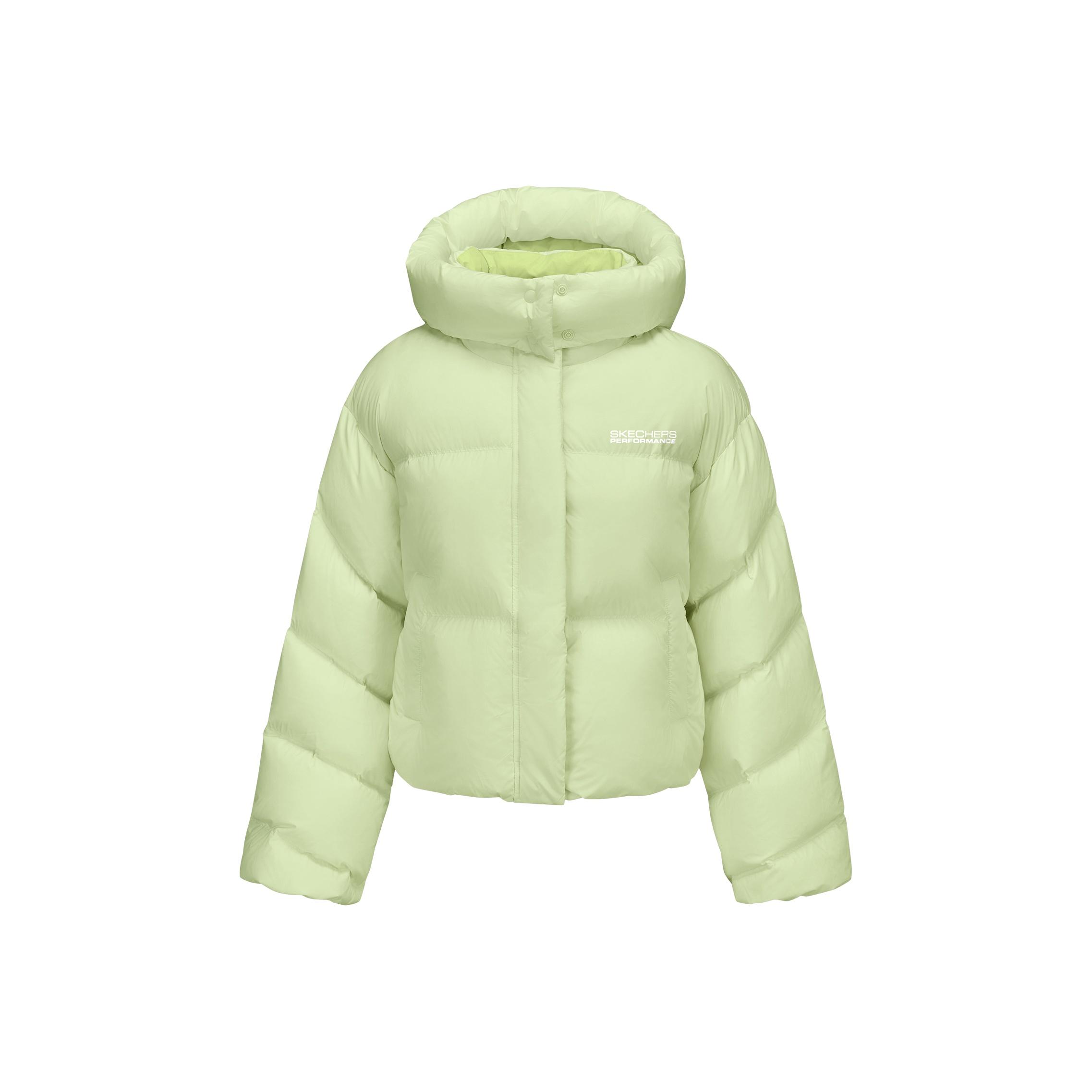 Skechers Windproof Waterproof Oil Stain Resistant Warm Insulated Duck Down Woven Lightweight Hooded Short Down Jacket Women outerwear P425W093-014J S