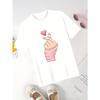 European sizes Girls' Casual Short Sleeve T-Shirt - Black with Pink Heart Hands Print, Soft Stretch Round Neck Top for Spring/Summer Play