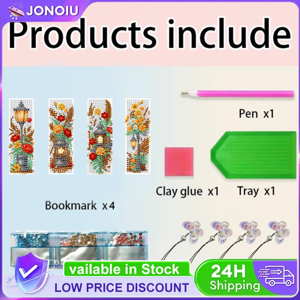 4Pcs Special Shape Easter Bunny Eggs Diamond Painting Bookmark Making Kit Diamond Art Bookmark with Pendant for Reading Day Gift