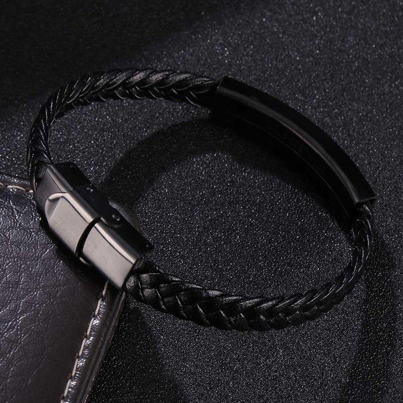 Men Jewelry Black Braided Leather Bracelet Buckle Clasp Fashion Libra Jewelry Bangles Gift