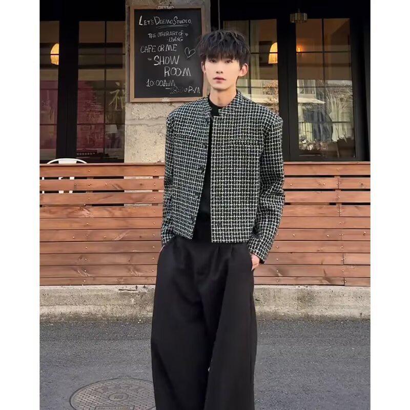 

Men s Spring & Autumn Cotton Woven Turn-Down Collar Jacket - Unisex Casual Versatile Warm Coat M чорний