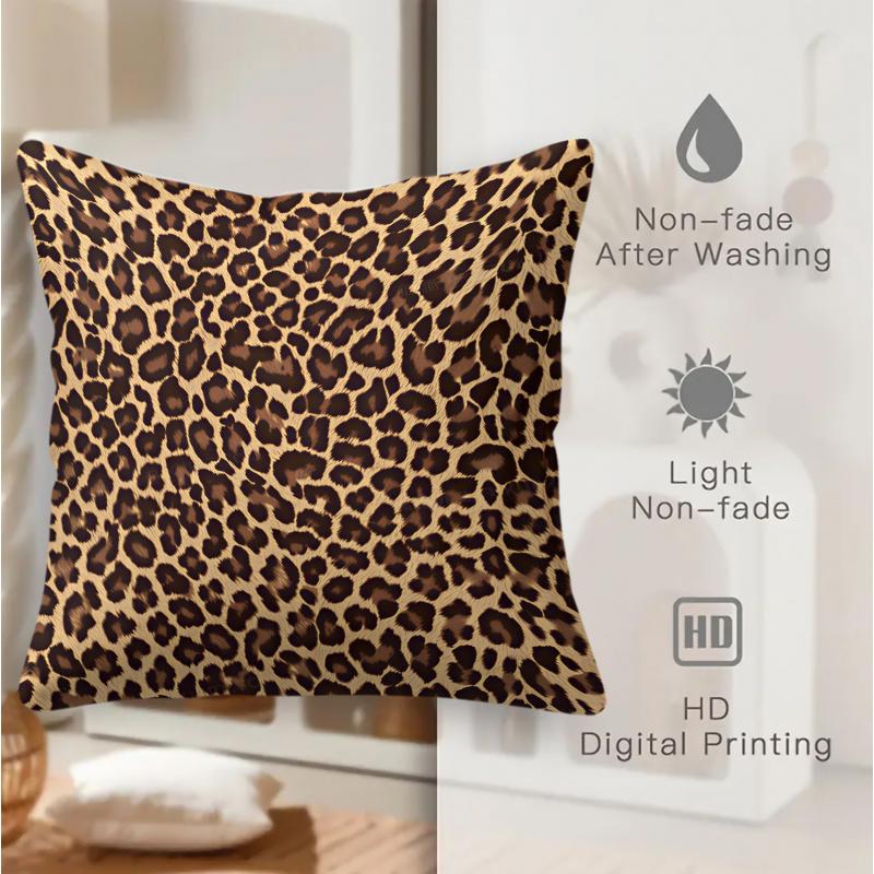 18X18 Inch Classic Leopard Print Throw Pillow, Soft Skin-Friendly Cushion, Stylish Home Sofa Decor Pillow Ideal Family Gift