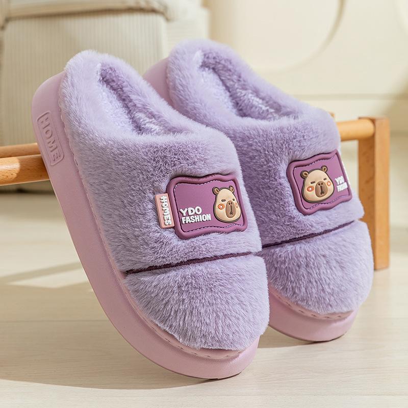 Cotton slippers home autumn and winter cartoon cotton shoes shoes warm plush thick soled plush couple cotton mop