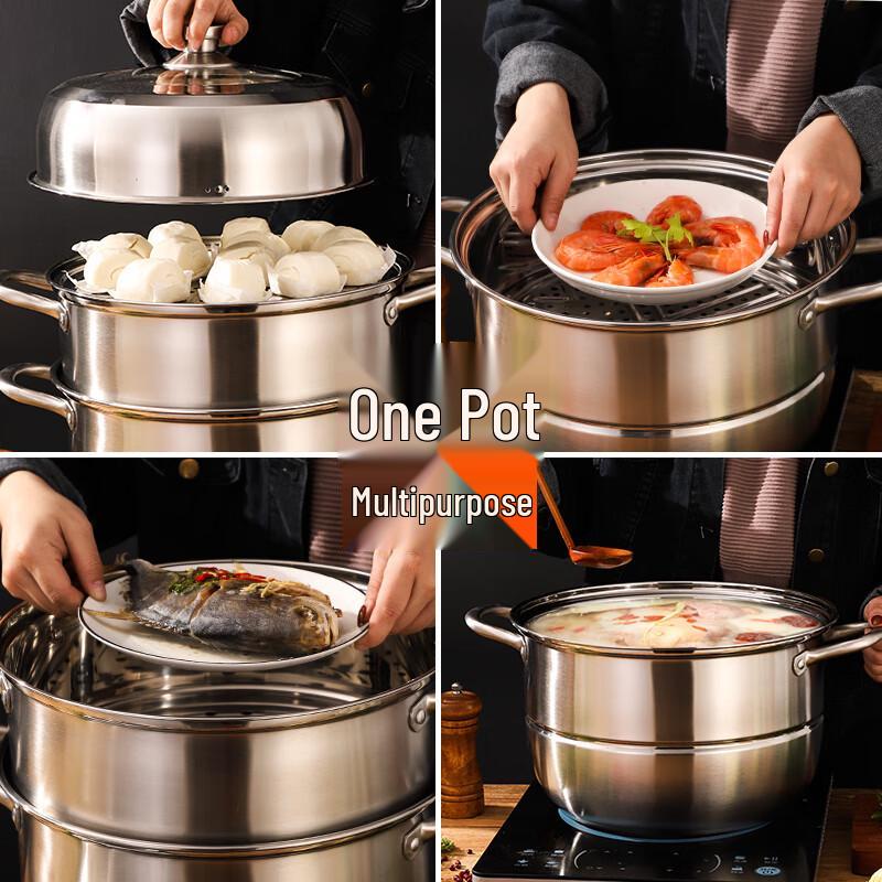 Adneny Odinburg 32cm 3-Layer Stainless Steel Steamer Pot