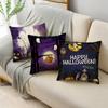 Ins Popular Purple Halloween Night Graveyard Pumpkins Linen Throw Pillowcase Decorative Cushion Cover For Sofa Living Room Party