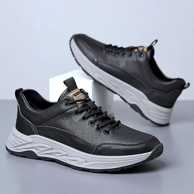 The first layer of cowhide autumn new men's sports and leisure leather shoes genuine leather breathable men's shoes platform shoes