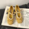 Gentle Bow Pearl Mary Jane Shoes Women's Spring New Temperament Elegant Single Shoes