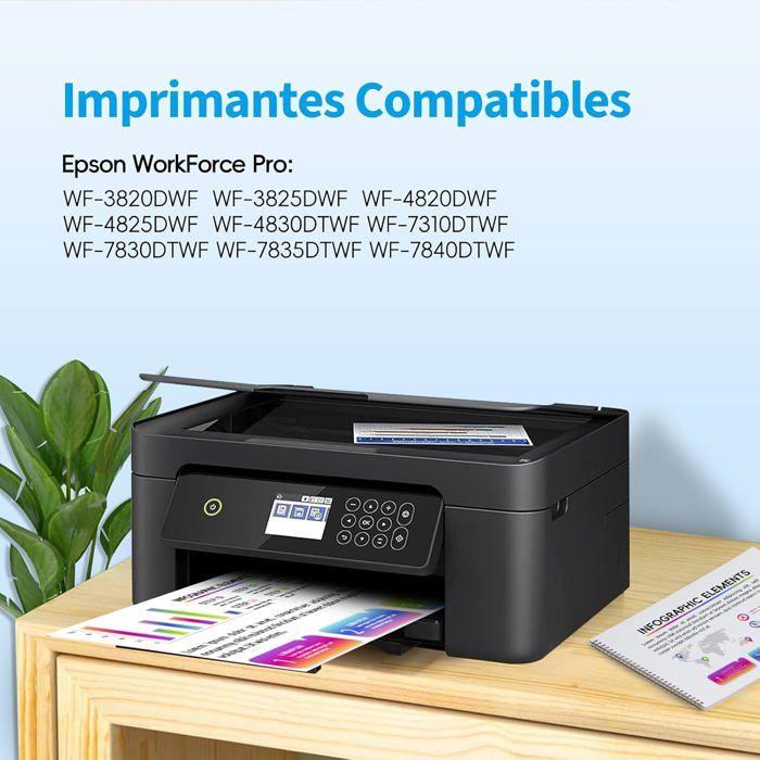 Lot de 10 cartouches d'encre 405XL compatibles avec Epson 405 XL pour imprimantes Workforce Pro WF-4820 WF-3820 WF-4830 WF-3825