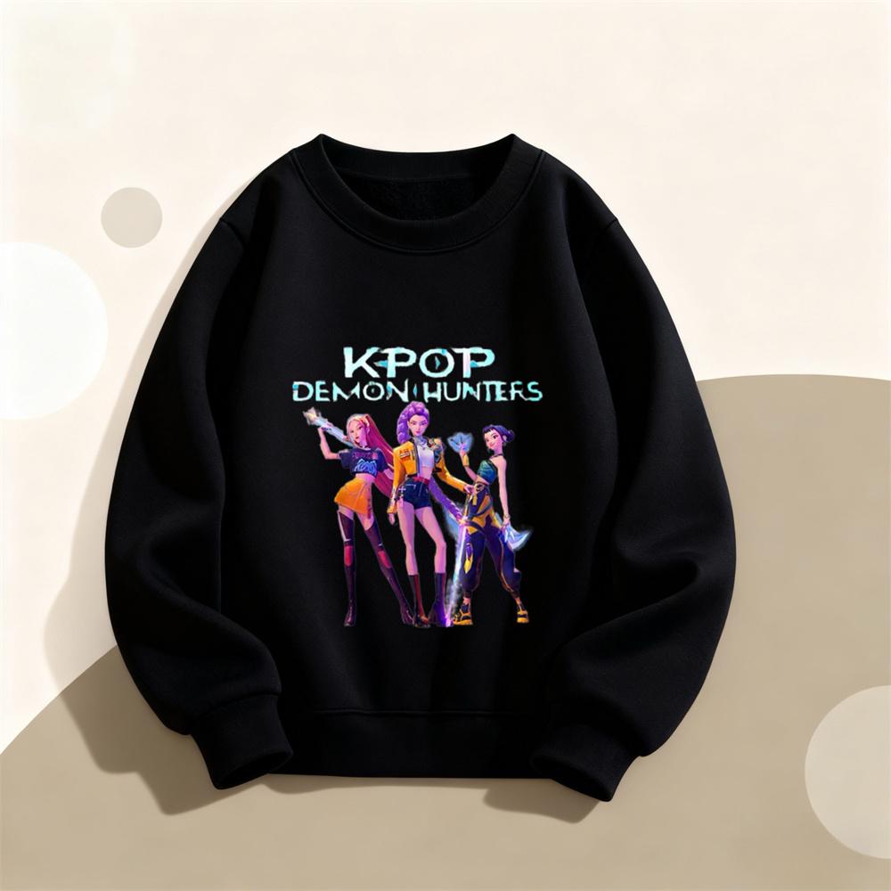 Girls Sweatshirts Fashion Casual Long Sleeve Children's Kpop Demon Huntrix Hoodie Outer Wear Toddler Cartoon Printed Pullovers