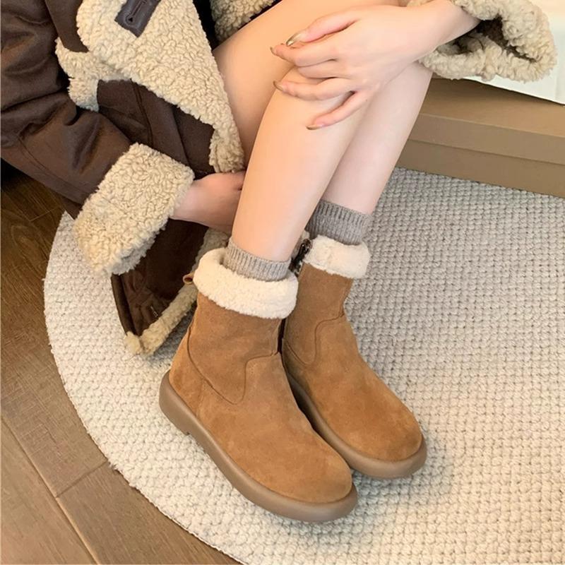 

Boken shoes snow boots women s fleece thickened short boots 2025 new winter fur boots fur integrated snow cotton shoes 39