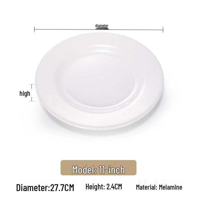 Yipan White 11-inch Round Melamine Dinner Plates (Set of 5)