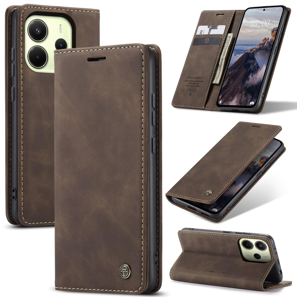 For Xiaomi Redmi Note 14 4G (164.84x78.15x8.16mm) Wallet Case CASEME 013 Series PU Leather Phone Cover Stand