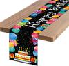 Black Happy Birthday Linen Table Runner Holiday Party Decor Reusable Farmhouse Kitchen Dining Table Runner Birthday Party Gift