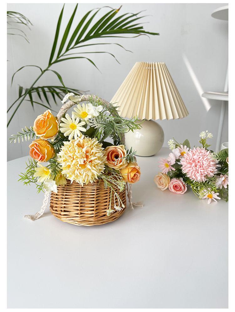 Artificial Small Fresh Silk Rose and Hydrangea Bridal Bouquet for Wedding and Decoration