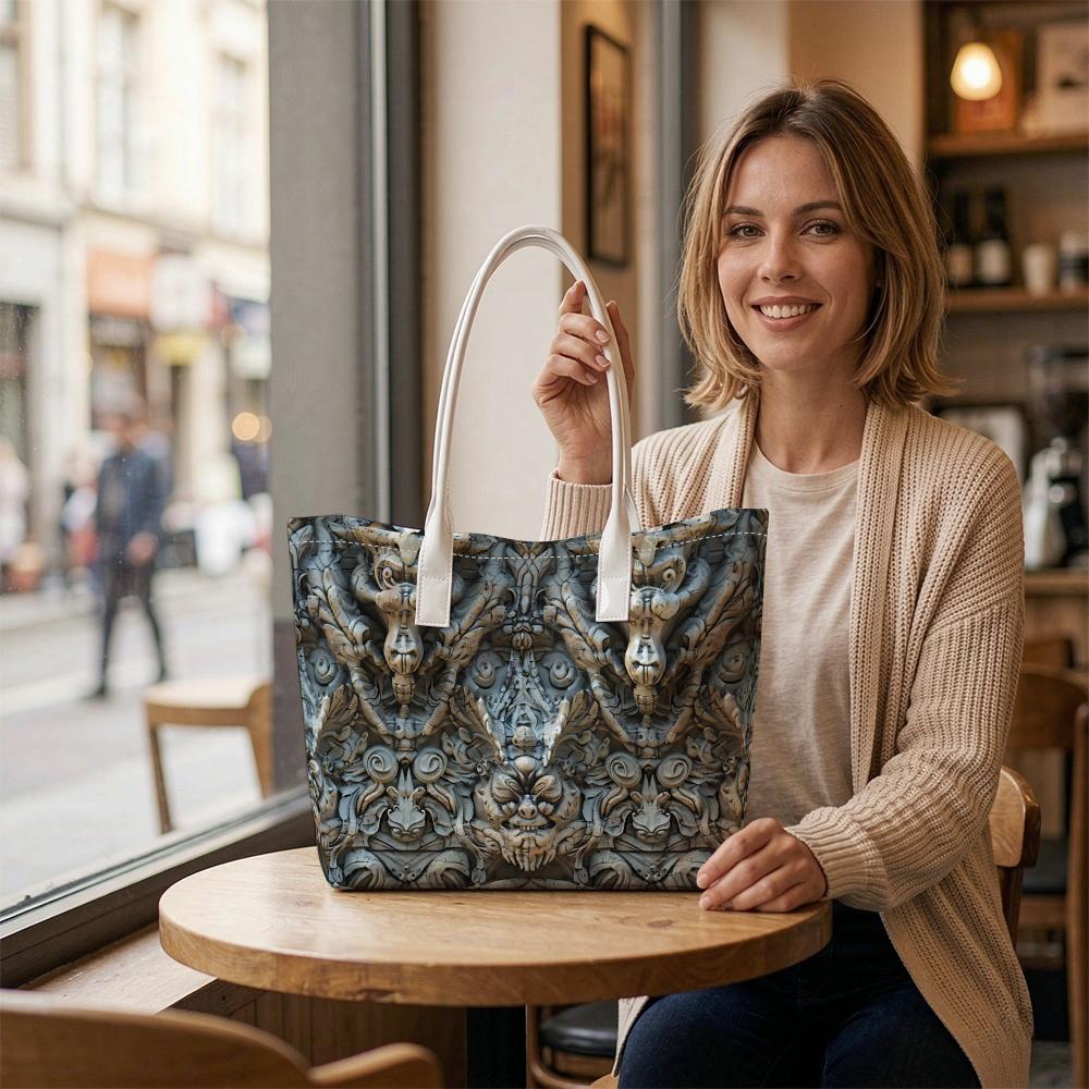 Gothic Retro Pattern Casual Tote Bag Large Capacity Fashion Shoulder Bag for Daily Use