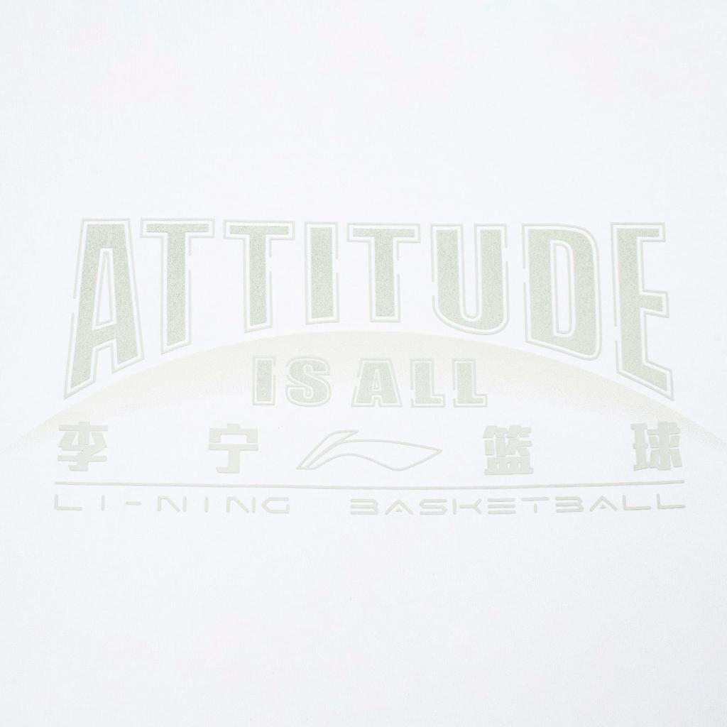 Li Ning Sports Basketball Collection T Shirt Men's Standard White Light Smoke Gray Print AHST299-2