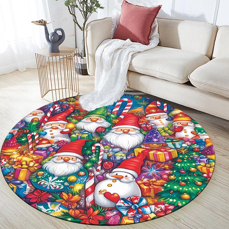 Christmas Theme Pattern Round rug,Carpet Rug for Living Room Bedroom Playroom ,Non-slip Floor Mat,Holiday Gifts and Birthday Gifts.