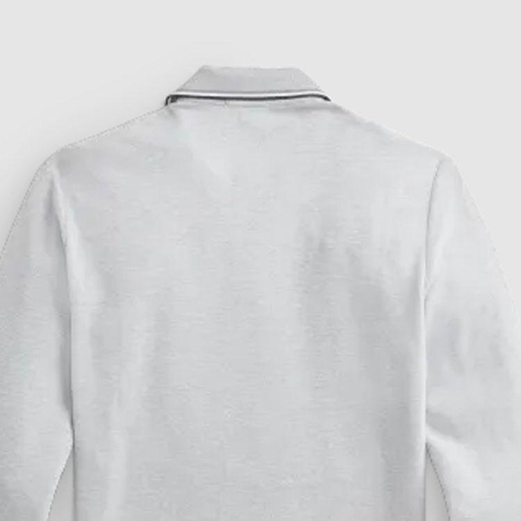 Polo Ralph Lauren Striped Trim Small Pony Embroidered Casual Long Sleeve Polo Shirt Men tops Light-Gray MNPOKNI16821196-020